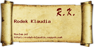 Rodek Klaudia névjegykártya